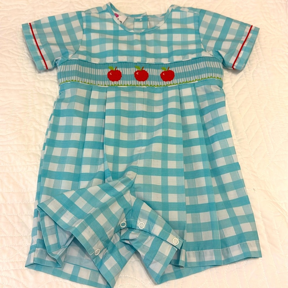 EUC Smocked Apple Short Romper 24m Back to School